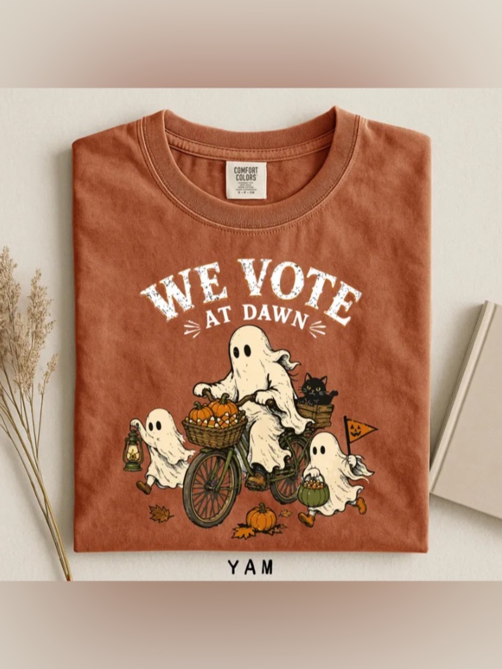 We Vote At Dawn Comfort Colors Tee, Pro Democratic T-Shirt, Spooky Season Tee